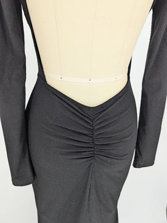 01349 Lulus Sparkle Mermaid Maxi Dress Black size Small evening formal wedding - Picture 5 of 8